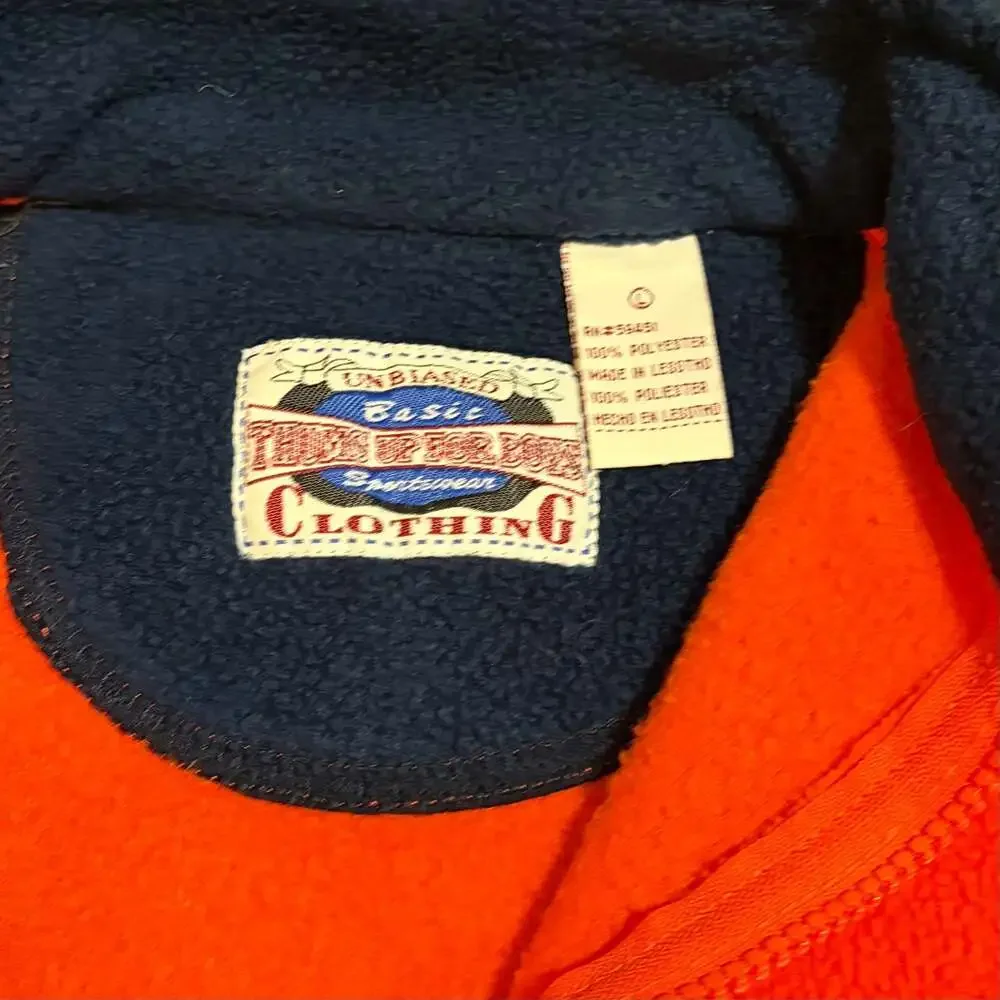 Unbiased Basic Clothing Vintage Orange and Navy Blue Quarter Zip Fleece Pullover